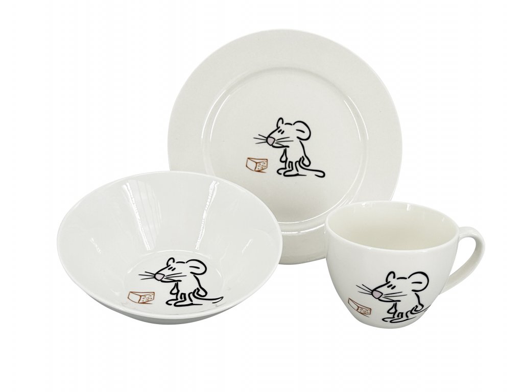 7317-my-00 Nádherný dětský set MYŠKA od by inspire kvalitní porcelán mytí v myčce nádobí